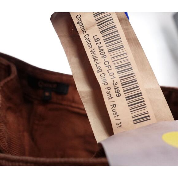 Quince Rust Organic Stretch Cotton Twill Wide Leg Cropped Pants 31 NWT - Picture 13 of 14